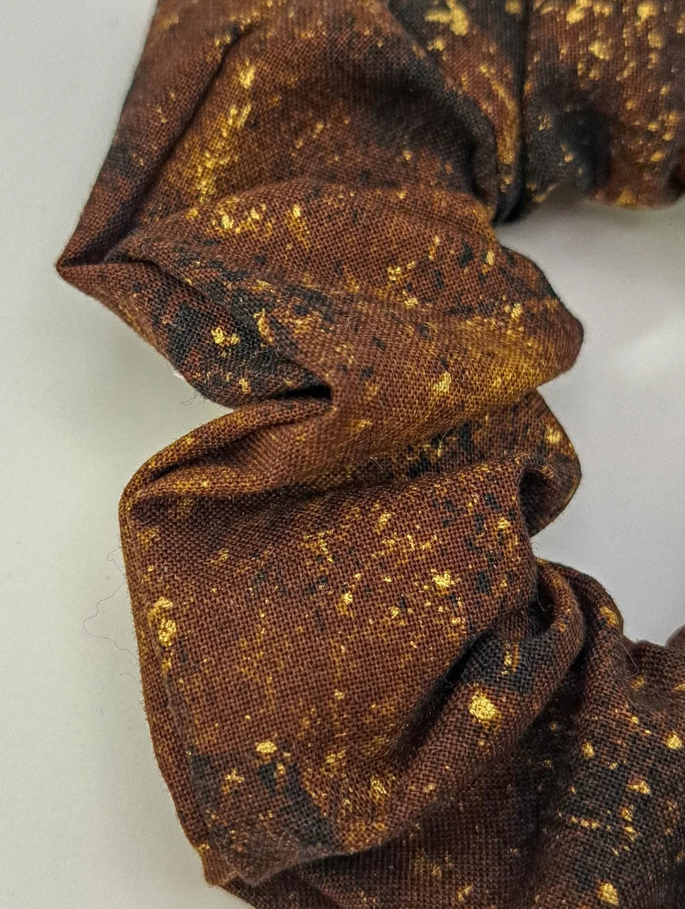 Chocolate Brown Gold Speckled Scrunchie Hair Rie Cotton Women's Accessory